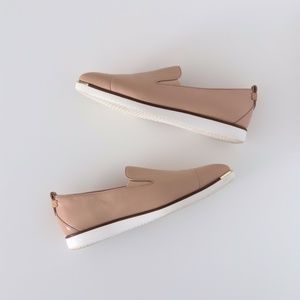 Cole Haan "Grand Ambition" Slip-On Sneaker, Nude Leather, Size 7.5